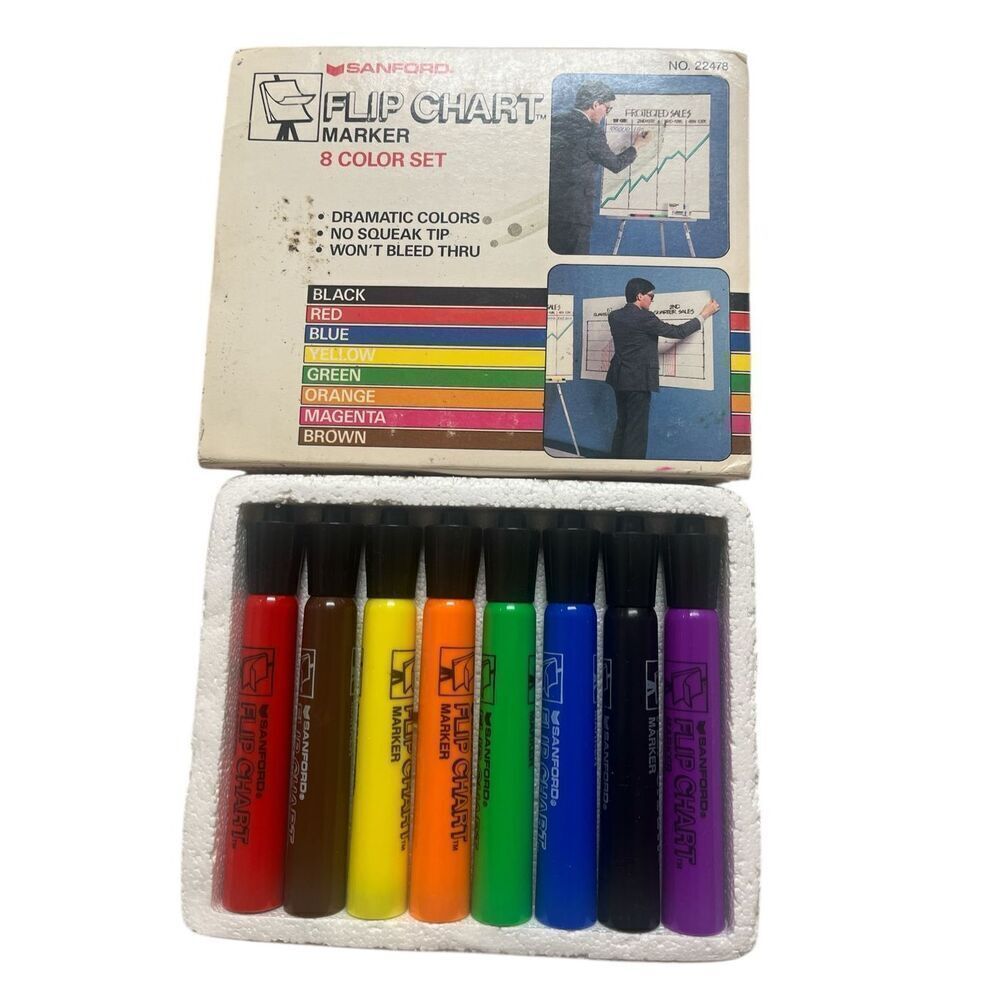 Vintage Sanford flip chart markers in original box